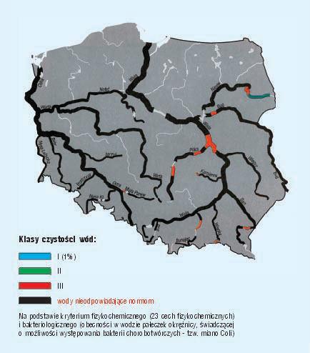 klasy czystości wód - mapa